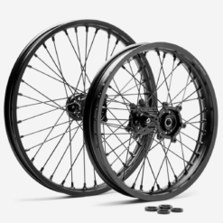 Full-E Charged Front and Rear Wheel Set 21inch x 1.6 & 18inch x 2.15 for Ultra Bee Black Spokes